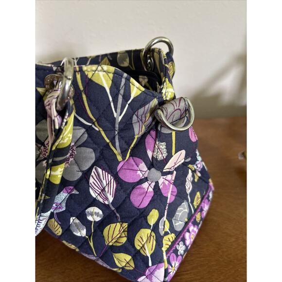 Vera Bradly Purple Yellow Cotton Handle Floral Quilted Purse. Zip Closure. - Picture 2 of 11